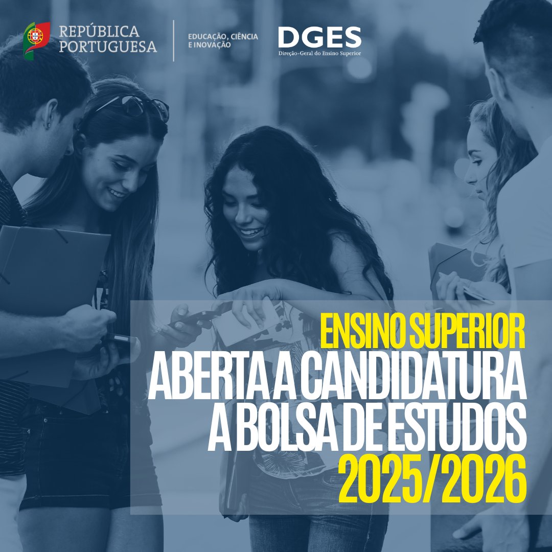 Encontram-se abertas as candidaturas às bolsas de estudo para estudantes do ensino superior 2025/2026.
Candidata-te em dges.gov.pt/wwwBeOn/?plid=…
Recordamos-te que a atribuição da bolsa não é automatica.
Sabe mais em dges.gov.pt