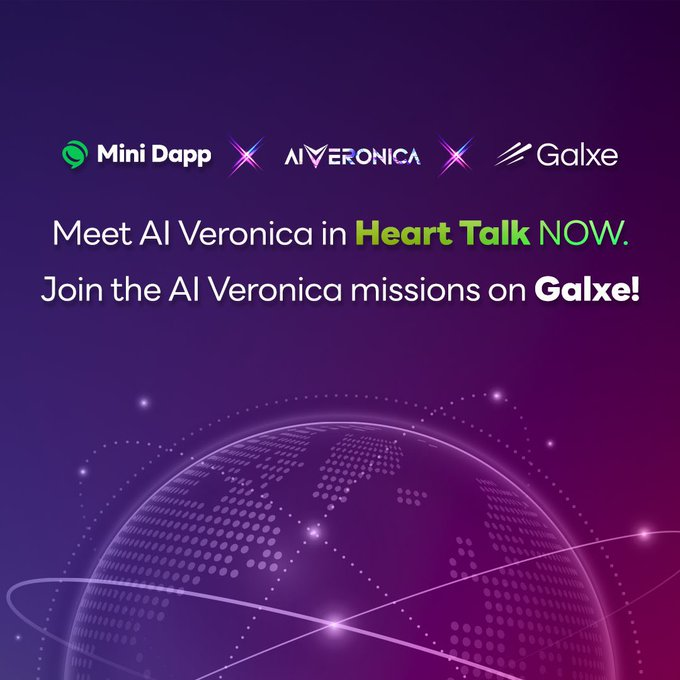 🎉Hey friends! 

Dive into the AI Veronica adventure on Galxe! Earn $8 in $AIV tokens with fun social tasks via OKX wallet. 

Join Heart Talk’s Web3 dating vibe—innovative &amp; rewarding! 

🔗app.galxe.com/quest/MiniDapp…

 #AIVeronica #Web3Dating #GalxeQuest #Airdrop