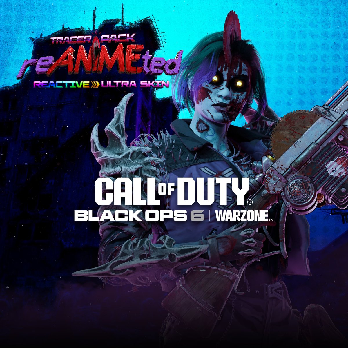 Call of Duty®: Black Ops 6 - Tracer Pack: ReANIMEted Ultra Skin

Get in-game content for Call of Duty®: Black Ops 6 and Call of Duty®: Warzone™.

Pack includes:

- Operator Skin- 3x Weapon Blueprints
- GobbleGum- Emote
- Finishing Move- Weapon Charm 
- Emblem
- Loading Screen
-
