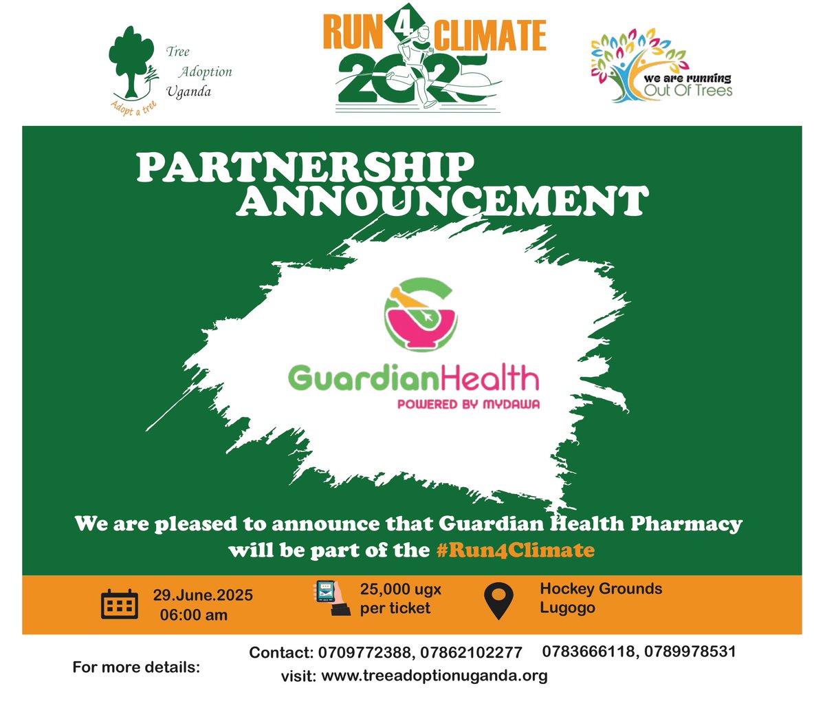 GHLPharmacy's tweet image. Our team is ready for the #Run4Climate this Sunday 29th June, 2025. You can still pick up your kits at only Ugshs 25,000 from our Wandegeya, Ntinda, Acacia and Metroplex mall branches.