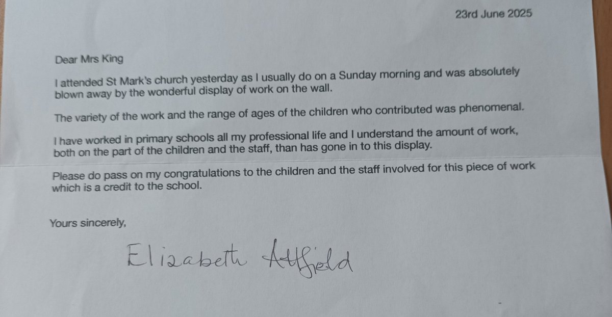 Thank you so much to St Marks Church for our lovely thank you letter.