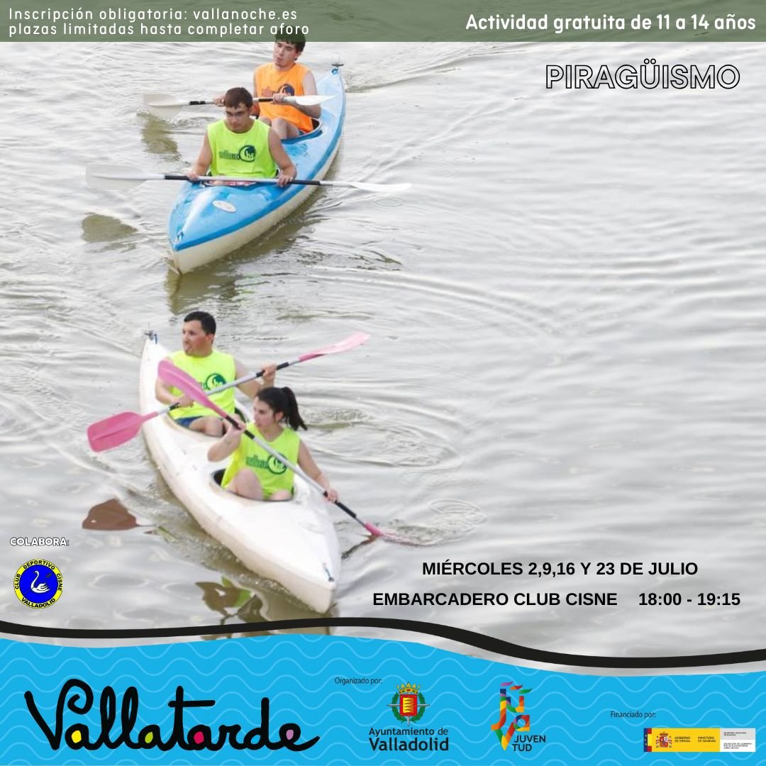 AuvasaVLL's tweet photo. 📢 Piragüismo con @VallaTarde y @VallaNoche

📌 Embarcadero @ClubCisne

⏰ De 18:00 a 19:15 h. (VT) y de 19:15 a 20:30 h. (VN)

👉 Disfruta de las actividades #MejorEnBUS

🚍 Líneas con parada cercana: 1, 2, 3, 4, 5, 6, 7, 8, 9, 18 y 19

👉+ info en: https://t.co/1dqSxu43oB https://t.co/IcLMAyeawo