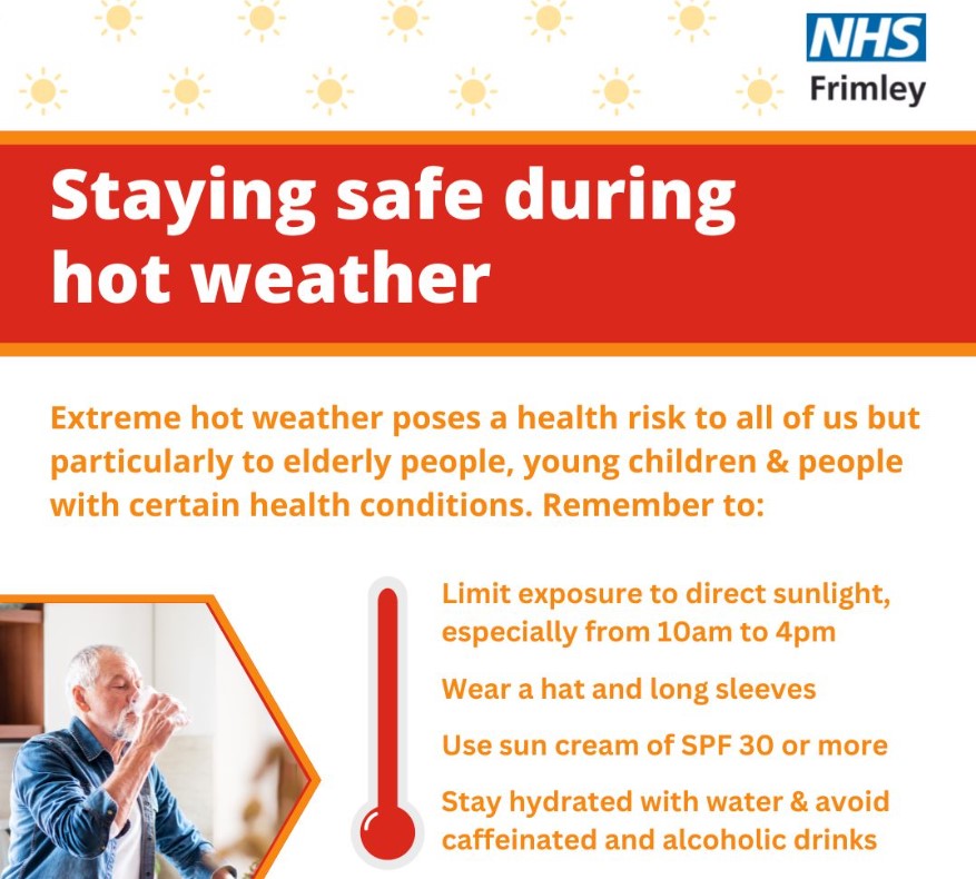 An amber heat health alert starts midday today (27th June) to 6pm on Tuesday. This means the heat can affect everyone, not just the elderly &amp; small children.

If possible, check in on your vulnerable loved ones &amp; neighbours.