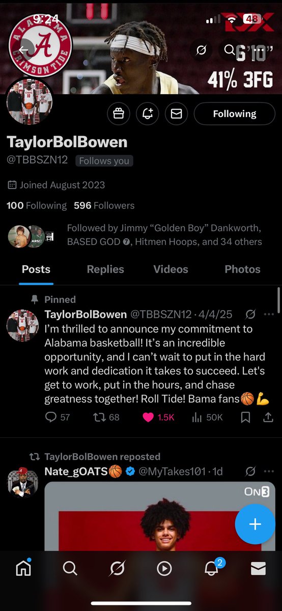 mobnole (@mobnole2) on Twitter photo Everyone get my boy <a href="/TBBSZN12/">Taylor Bol Burner</a> to 600 followers! He’s due for a breakout season this year. Once he hits 600, he will be doing a give away. Comment done when finished. First 100 new followers will receive a follow back from him. Everyone get my boy <a href="/TBBSZN12/">Taylor Bol Burner</a> to 600 followers! He’s due for a breakout season this year. Once he hits 600, he will be doing a give away. Comment done when finished. First 100 new followers will receive a follow back from him.