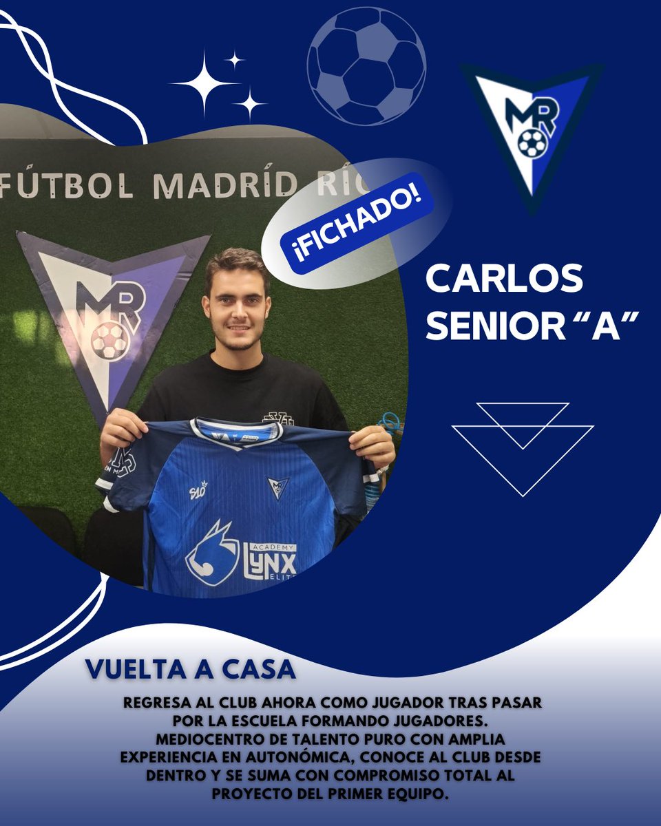 📢 ¡Fichaje! 📢
¡Ya está de vuelta! 
Carlos Santos regresa al club ahora como jugador tras pasar por la escuela formando jugadores.
Mediocentro de talento puro con amplia experiencia en autonómica, conoce al club desde dentro y se suma con compromiso total al proyecto