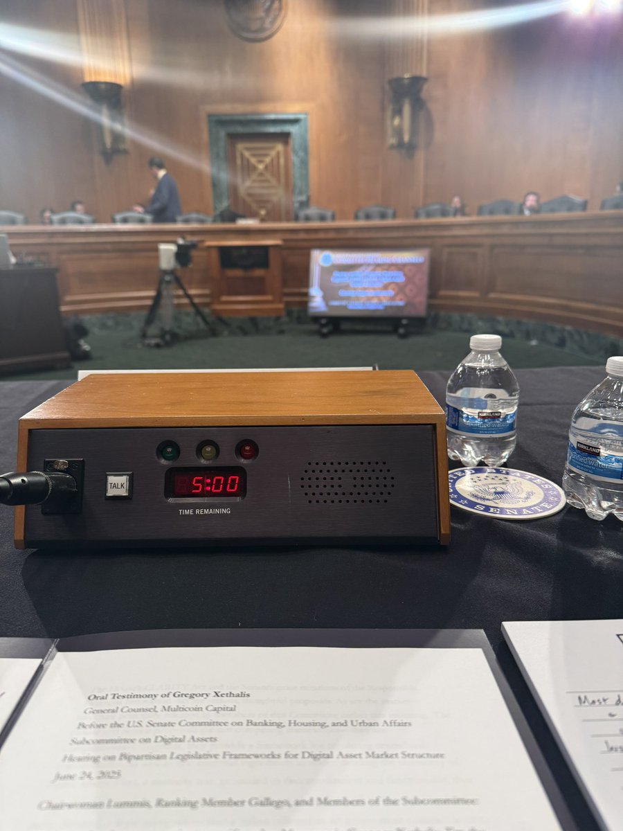 xethalis's tweet image. On Tuesday, I had the honor of testifying before the Senate Banking Committee’s Digital Asset Subcommittee as they move on from GENIUS to consider market structure legislation. Some highlights from the hearing.