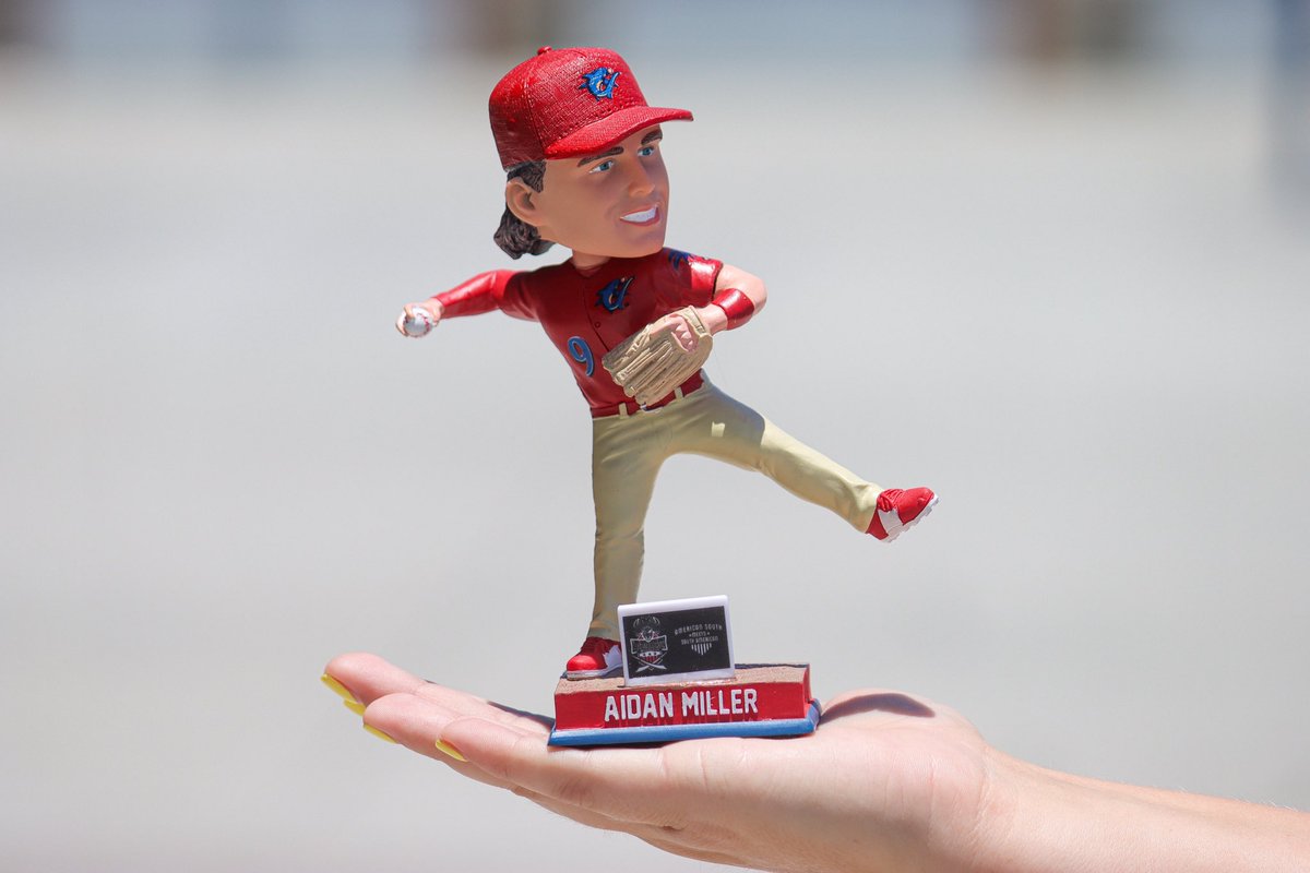 On August 22, take home MLB’s No. 21 prospect in bobblehead form! Get here early for an Aidan Miller bobblehead and stay for Beach Dogs night 🐶

For discounted advance tickets, visit milb.com/clearwater/tic…

Presented by Barbacoa Boyz &amp; VEG