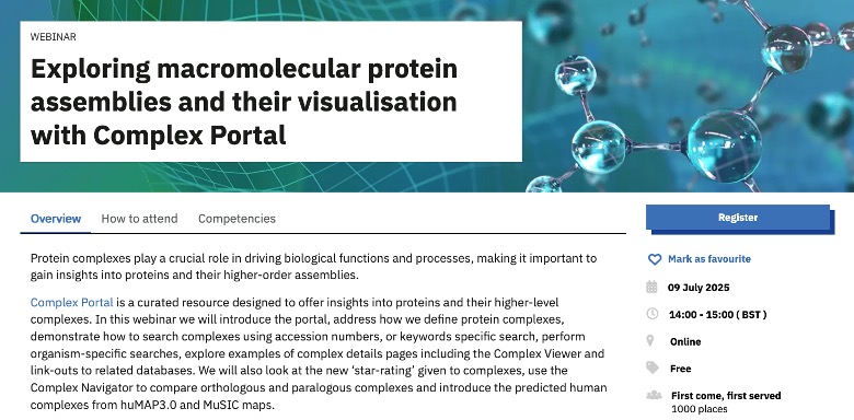 Want to learn more about macromolecular complexes? Register for our webinar on 𝗝𝘂𝗹𝘆 𝟵𝘁𝗵, 𝟮𝟬𝟮𝟱! Discover more about our latest updates including the Complex  Navigator &amp; the integration of ML-predicted complexes (huMap3.0 &amp; MuSIC). ➡️ Register:tinyurl.com/bdy6wttv
