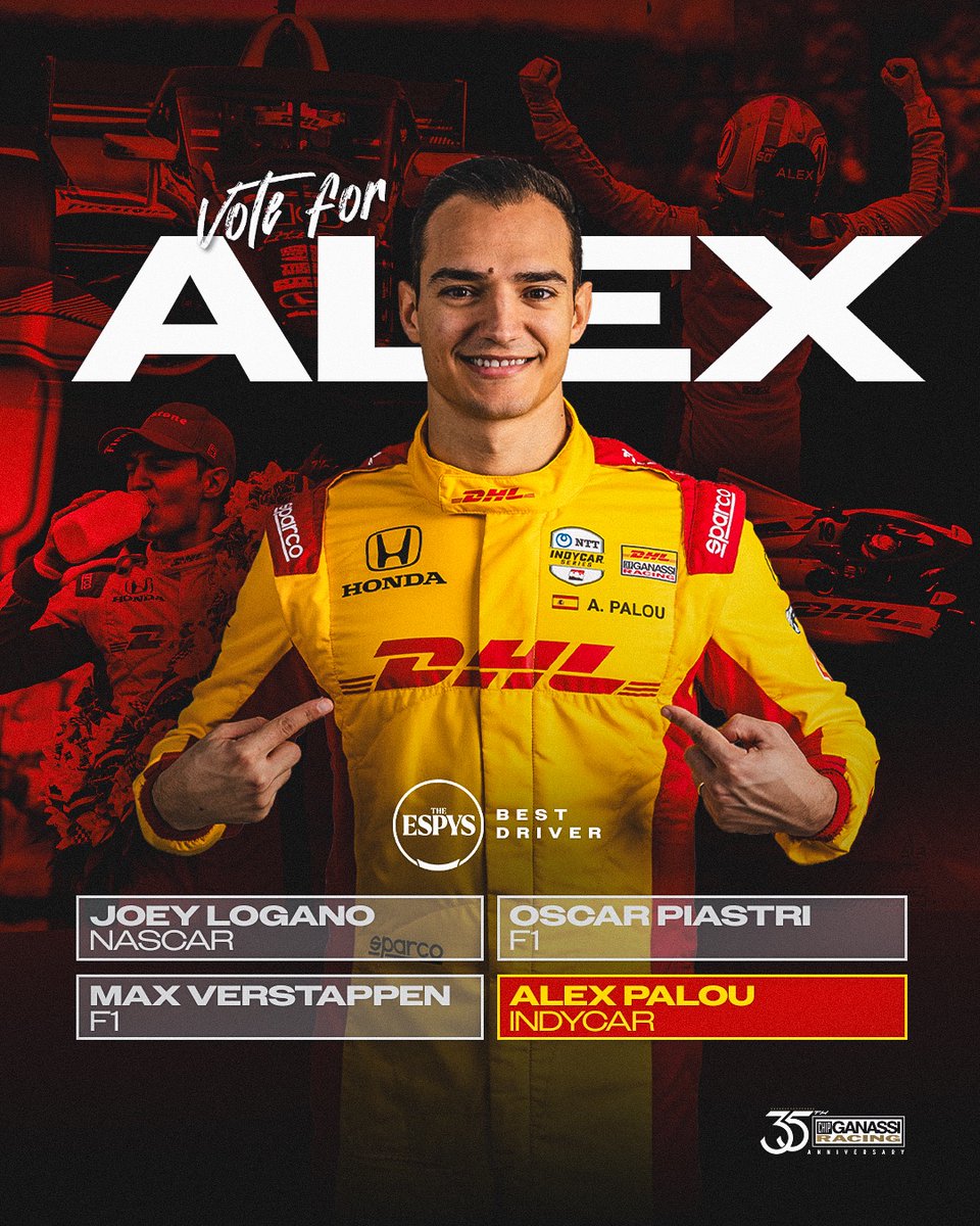 Reigning @indycar Series Champion ✅ 
2025 Indianapolis 500 Champion ✅ 

Now it's time to cast your vote for @alexpalou for Best Driver at the 2025 ESPY Awards! Click the link below. ¡VAMOS! 🗣🚀🇪🇸
espn.com/espys/story/_/…