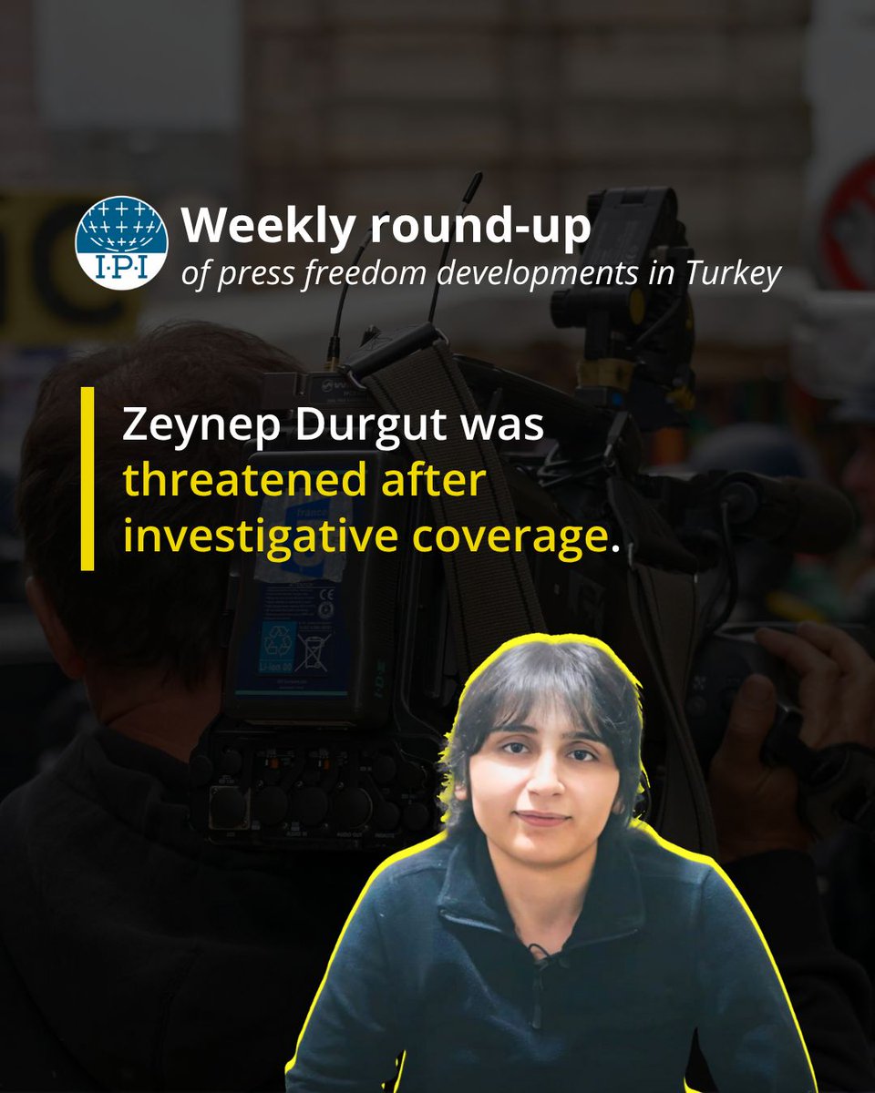 IPI - The Global Network for Independent Media (@globalfreemedia) on Twitter photo <a href="/metinyoksu/">metinyoksu</a> <a href="/fatihaltayli/">Fatih Altayli 🔴🇹🇷</a> <a href="/nedim_turfent/">Nedim Türfent</a> <a href="/halktvcomtr/">Halk TV</a> <a href="/tele1comtr/">Tele1 TV</a> <a href="/szctelevizyonu/">SÖZCÜ Televizyonu</a> <a href="/altansancarr/">Altan Sancar</a> (7/8) <a href="/MAturkce/">Mezopotamya Ajansı</a> reporter <a href="/ZeynepDurguut/">Zeynep Durgut</a> received threats from a key case defendant after publishing an investigative report about a criminal case in Şırnak.
buff.ly/RWFBEoT <a href="/metinyoksu/">metinyoksu</a> <a href="/fatihaltayli/">Fatih Altayli 🔴🇹🇷</a> <a href="/nedim_turfent/">Nedim Türfent</a> <a href="/halktvcomtr/">Halk TV</a> <a href="/tele1comtr/">Tele1 TV</a> <a href="/szctelevizyonu/">SÖZCÜ Televizyonu</a> <a href="/altansancarr/">Altan Sancar</a> (7/8) <a href="/MAturkce/">Mezopotamya Ajansı</a> reporter <a href="/ZeynepDurguut/">Zeynep Durgut</a> received threats from a key case defendant after publishing an investigative report about a criminal case in Şırnak.
buff.ly/RWFBEoT