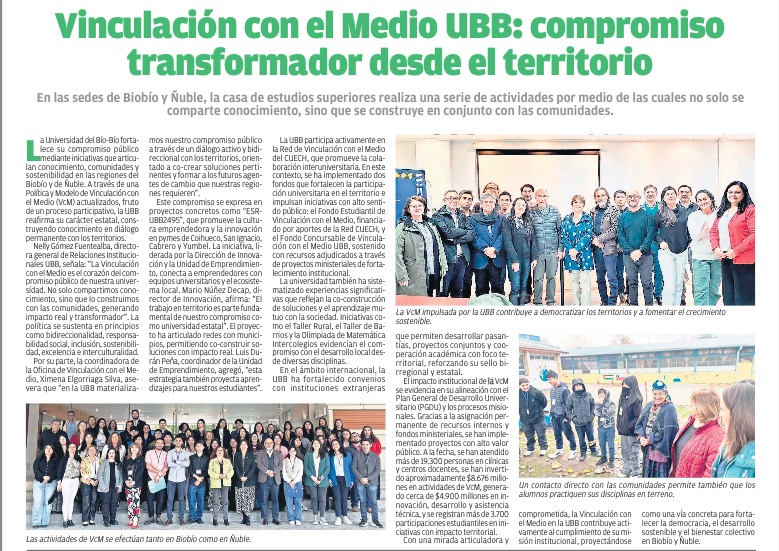 U. del Bío-Bío (@ubbchile) on Twitter photo #UBBenPrensa Vinculación con el Medio UBB: compromiso transformador desde el territorio elsur.cl/impresa/2025/0… vía <a href="/elsurcl/">Diario El Sur</a> #UBBenPrensa Vinculación con el Medio UBB: compromiso transformador desde el territorio elsur.cl/impresa/2025/0… vía <a href="/elsurcl/">Diario El Sur</a>
