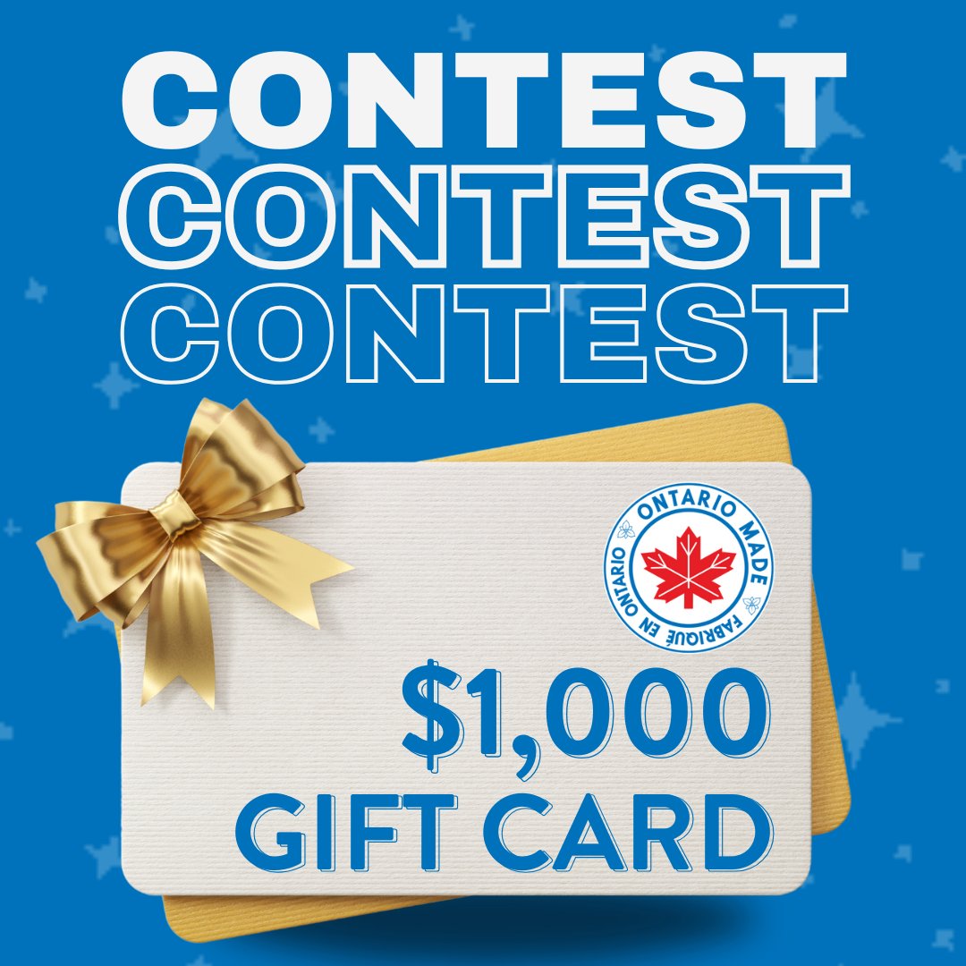 CONTEST ALERT!

In honour of the first-ever Buy Ontario, Buy Canadian Day we’re giving YOU the chance to WIN a $1,000 #OntarioMade gift card — redeemable at any registered Ontario Made manufacturer of your choice!

To enter and for more information visit: loom.ly/p1XjPtc