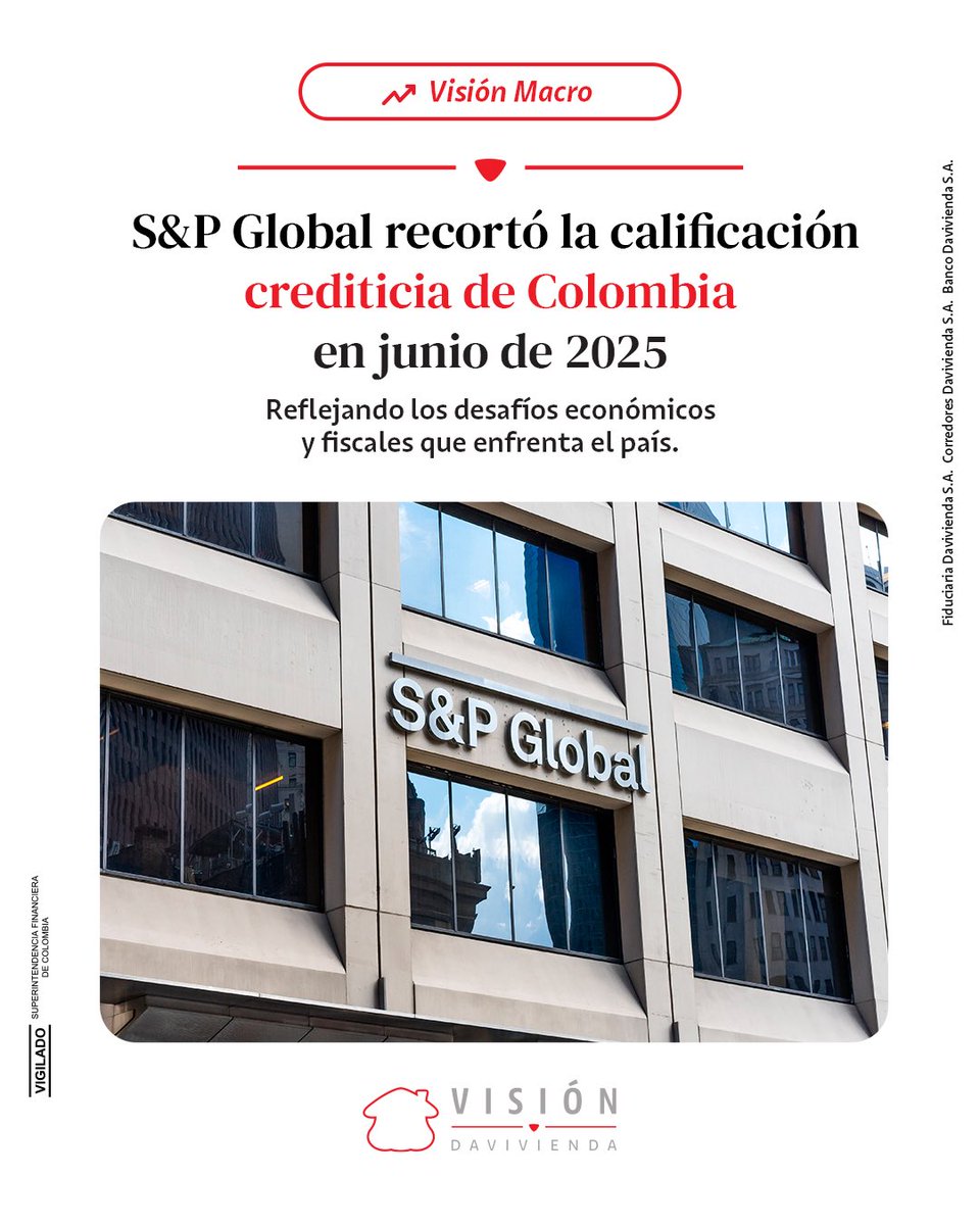 La reciente decisión de S&amp;P Global de reducir la calificación crediticia de Colombia en junio de 2025 pone de manifiesto la complejidad del entorno macroeconómico y los retos fiscales que enfrenta el país. 

Este ajuste puede influir en la percepción de riesgo y en las
