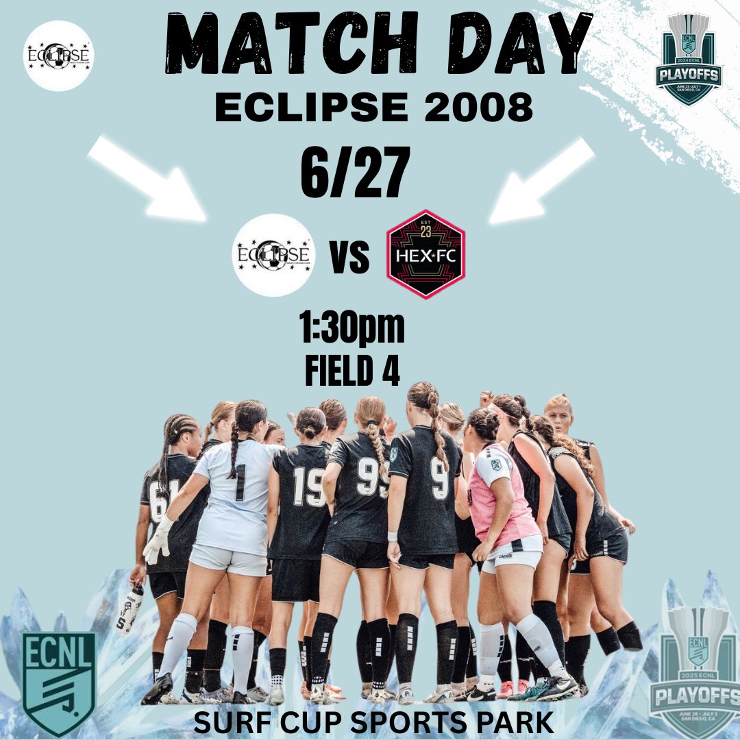 Day 2 San Diego!!  Kick off 1:30pm Field 4! 
<a href="/EclipseSelectSC/">Eclipse Select SC</a>