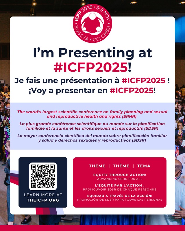 AngeMarieEsse's tweet image. Bonne nouvelle ! 🎉
Mon résumé, #abstract intitulé a été accepté.
📍Rendez-vous à #ICFP2025 pour échanger, apprendre et construire ensemble l’avenir de la santé reproductive!
#SRHR #AbortionRights #ReproductiveJustice #Benin #FPforAll #YouthVoices #FamilyPlanning #HealthResearch