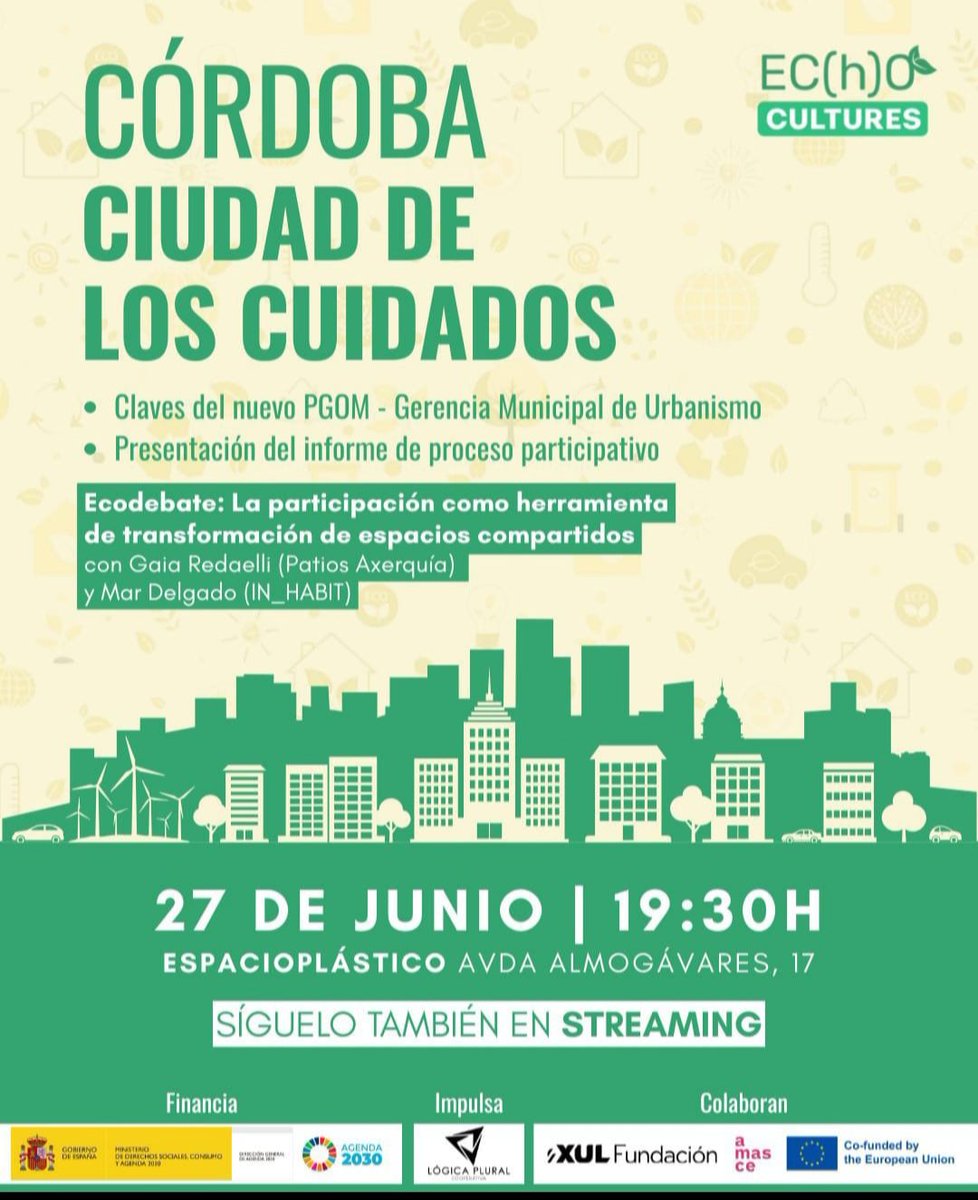 PAX - Patios Axerquía (@patiosaxerquia) on Twitter photo 📣 Hoy participamos en el encuentro debate #CordobaEsp #Ciudad de los #Cuidados. A las 19,30h nos vemos en #espacioplastico #logicaplural #amasce <a href="/xulcomunicacion/">XUL - Agencia de Comunicación</a> <a href="/patiosaxerquia/">PAX - Patios Axerquía</a> <a href="/in_uco/">IN-HABIT H2020 UCO - CÓRDOBA</a> <a href="/INHABIT_H2020/">IN-HABIT H2020</a> <a href="/ComisionEuropea/">Comisión Europea en España</a> 📣 Hoy participamos en el encuentro debate #CordobaEsp #Ciudad de los #Cuidados. A las 19,30h nos vemos en #espacioplastico #logicaplural #amasce <a href="/xulcomunicacion/">XUL - Agencia de Comunicación</a> <a href="/patiosaxerquia/">PAX - Patios Axerquía</a> <a href="/in_uco/">IN-HABIT H2020 UCO - CÓRDOBA</a> <a href="/INHABIT_H2020/">IN-HABIT H2020</a> <a href="/ComisionEuropea/">Comisión Europea en España</a>