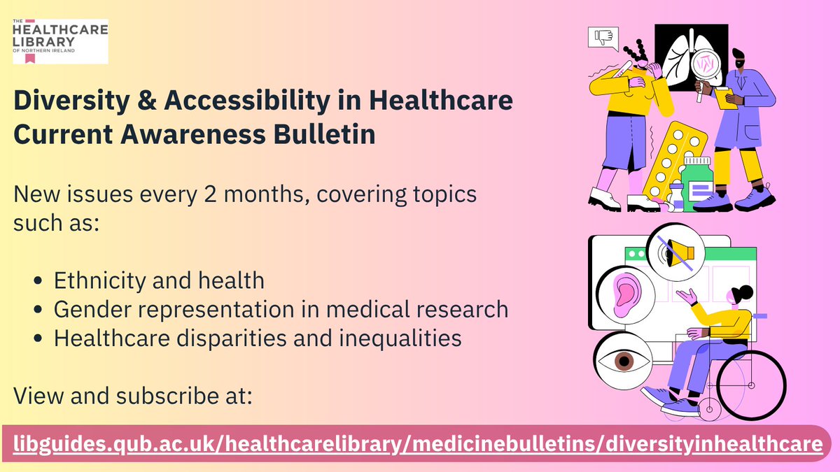 The Healthcare Library of Northern Ireland (@healthcarelib) on Twitter photo Our new Diversity & Accessibility bulletin connects HSC staff with the latest papers on equality/access issues in medicine and healthcare.
View and subscribe at: libguides.qub.ac.uk/healthcarelibr…
<a href="/NHSCTrust/">Northern Trust</a> <a href="/SouthernHSCT/">Southern Trust</a> <a href="/setrust/">South Eastern Trust</a> <a href="/BelfastTrust/">Belfast Trust</a> <a href="/WesternHSCTrust/">Western Trust</a> <a href="/HSC_NI/">Health and Social Care Northern Ireland</a> <a href="/publichealthni/">Public Health Agency</a> Our new Diversity & Accessibility bulletin connects HSC staff with the latest papers on equality/access issues in medicine and healthcare.
View and subscribe at: libguides.qub.ac.uk/healthcarelibr…
<a href="/NHSCTrust/">Northern Trust</a> <a href="/SouthernHSCT/">Southern Trust</a> <a href="/setrust/">South Eastern Trust</a> <a href="/BelfastTrust/">Belfast Trust</a> <a href="/WesternHSCTrust/">Western Trust</a> <a href="/HSC_NI/">Health and Social Care Northern Ireland</a> <a href="/publichealthni/">Public Health Agency</a>