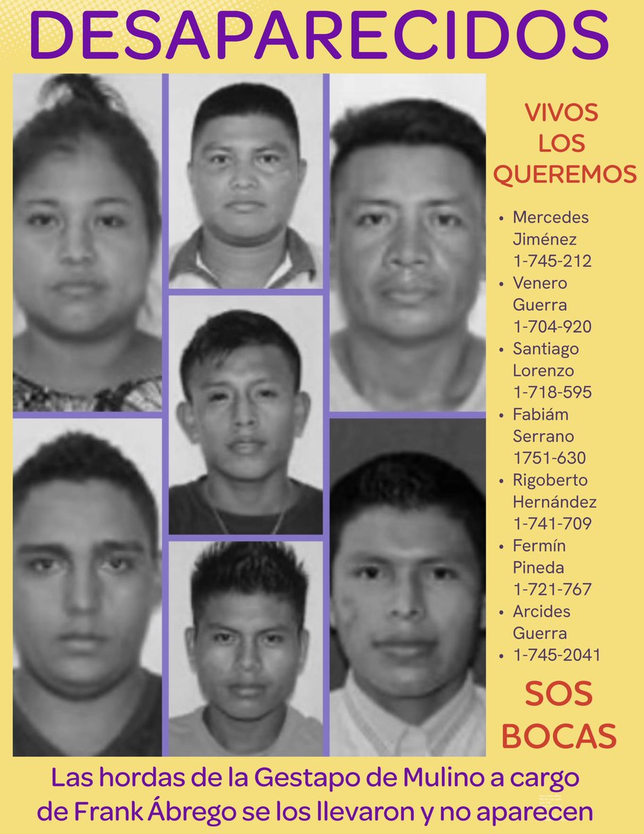 ClaridadPanama1's tweet photo. 7 desaparecidos en Bocas del Toro hasta el momento.
Vivos se los llevaron y vivos los queremos.
Angustia en sus familias y pueblo.

Marcha hoy viernes 27 de junio, 4:00 pm, parque Urracá. https://t.co/ZNgXoq7sDm