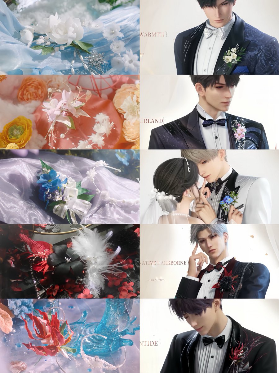 myqcxyz's tweet image. each li’s boutonnières representing their official flowers 🌹🌸🌺🌷🌻