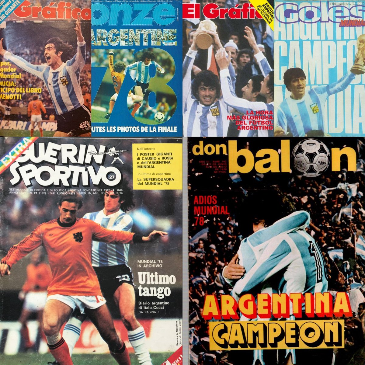 Revive la emoción del primer título mundial de la Selección Argentina con esta colección digitalizada de revistas originales de 1978. Incluye ediciones completas de:  El Gráfico,  Goles Mundial, Don Balón, Onze Mundial y Guerin Sportivo en formato PDF. Consulta por MD