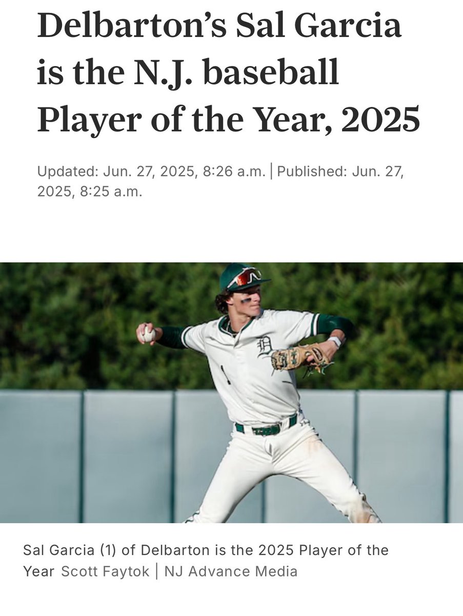 Delbarton Baseball (@delbybaseball) on Twitter photo Congrats <a href="/SG3Baseball/">Sal Garcia 2026</a> on being named the NJ Player of the year by <a href="/HSSportsNJ/">NJ.com HS Sports</a> ! Our entire <a href="/Delbarton/">Delbarton School</a> community is proud of you! We are excited to get back to work for next spring #delbartonbaseball #playfast <a href="/DelbartonSports/">Delbarton Athletics</a> <a href="/JSZ_Sports/">Jersey Sports Zone</a> Congrats <a href="/SG3Baseball/">Sal Garcia 2026</a> on being named the NJ Player of the year by <a href="/HSSportsNJ/">NJ.com HS Sports</a> ! Our entire <a href="/Delbarton/">Delbarton School</a> community is proud of you! We are excited to get back to work for next spring #delbartonbaseball #playfast <a href="/DelbartonSports/">Delbarton Athletics</a> <a href="/JSZ_Sports/">Jersey Sports Zone</a>