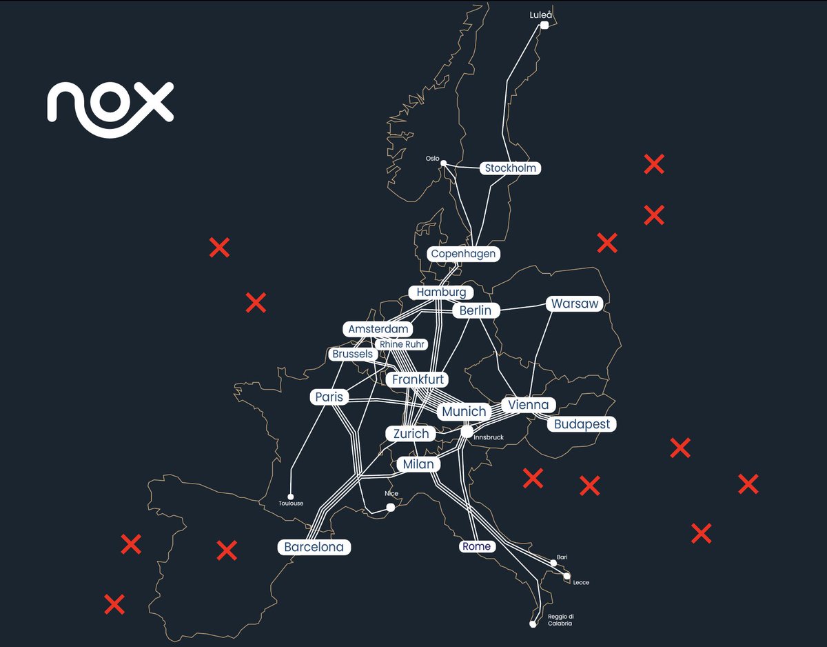 NoxMobility's tweet photo. “Why aren’t you going to London, Lisbon, Bucharest, Tallinn…?”
 Fair question. When we published Nox, we got a lot of comments about where we’re going and where we’re not.
 Here’s a little thread on how we picked our routes 🧵👇 https://t.co/hYorHO7bm1