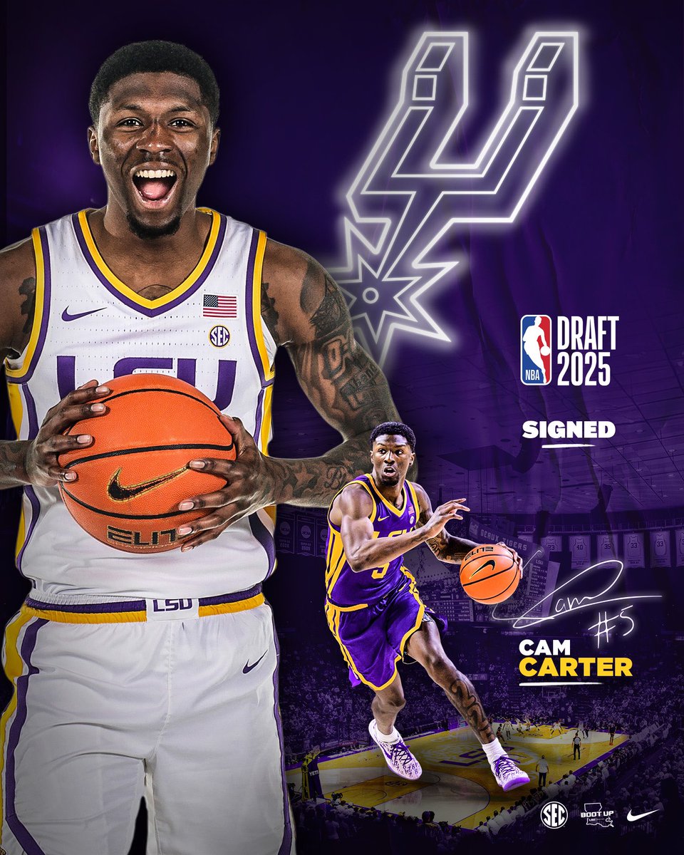 LSU Basketball (@lsubasketball) on Twitter photo Making Louisiana Proud 💜
Congratulations to <a href="/camryncarter23/">Cam Carter</a> on signing a summer league deal with the <a href="/spurs/">San Antonio Spurs</a> Making Louisiana Proud 💜
Congratulations to <a href="/camryncarter23/">Cam Carter</a> on signing a summer league deal with the <a href="/spurs/">San Antonio Spurs</a>
