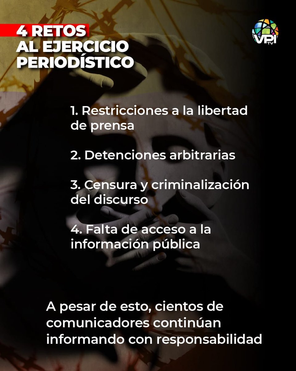LaCausaRVe's tweet photo. Hoy es el Día del Periodista en Venezuela. Desde #LaCausaR expresamos toda nuestra solidaridad con un gremio que cumple sus funciones bajo un régimen de persecución permanente, censura, criminalización y detenciones arbitrarias. #LibertadParaLosPeriodistasPresos 
@sntpvenezuela https://t.co/WeJTL87wy7