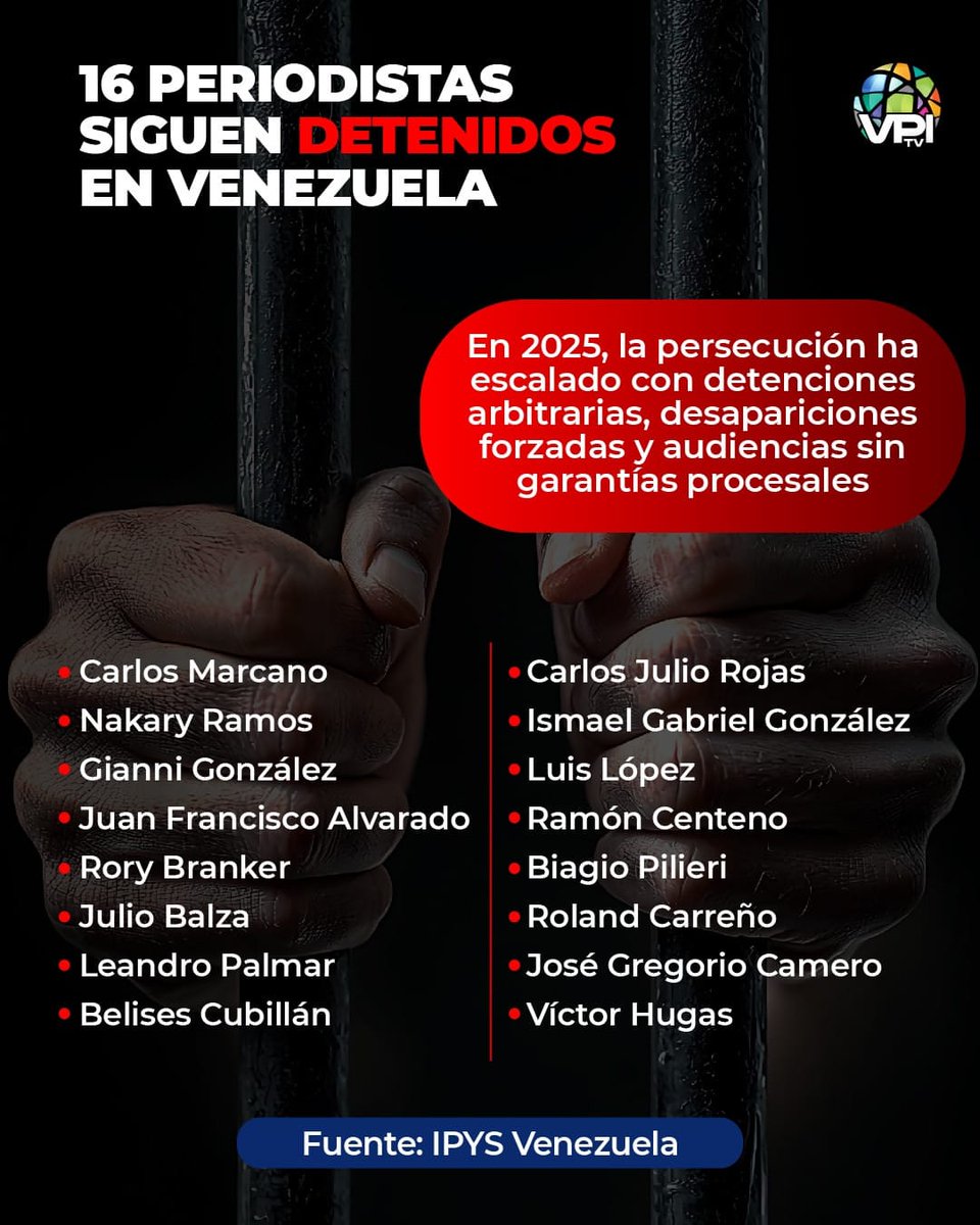 LaCausaRVe's tweet photo. Hoy es el Día del Periodista en Venezuela. Desde #LaCausaR expresamos toda nuestra solidaridad con un gremio que cumple sus funciones bajo un régimen de persecución permanente, censura, criminalización y detenciones arbitrarias. #LibertadParaLosPeriodistasPresos 
@sntpvenezuela https://t.co/WeJTL87wy7