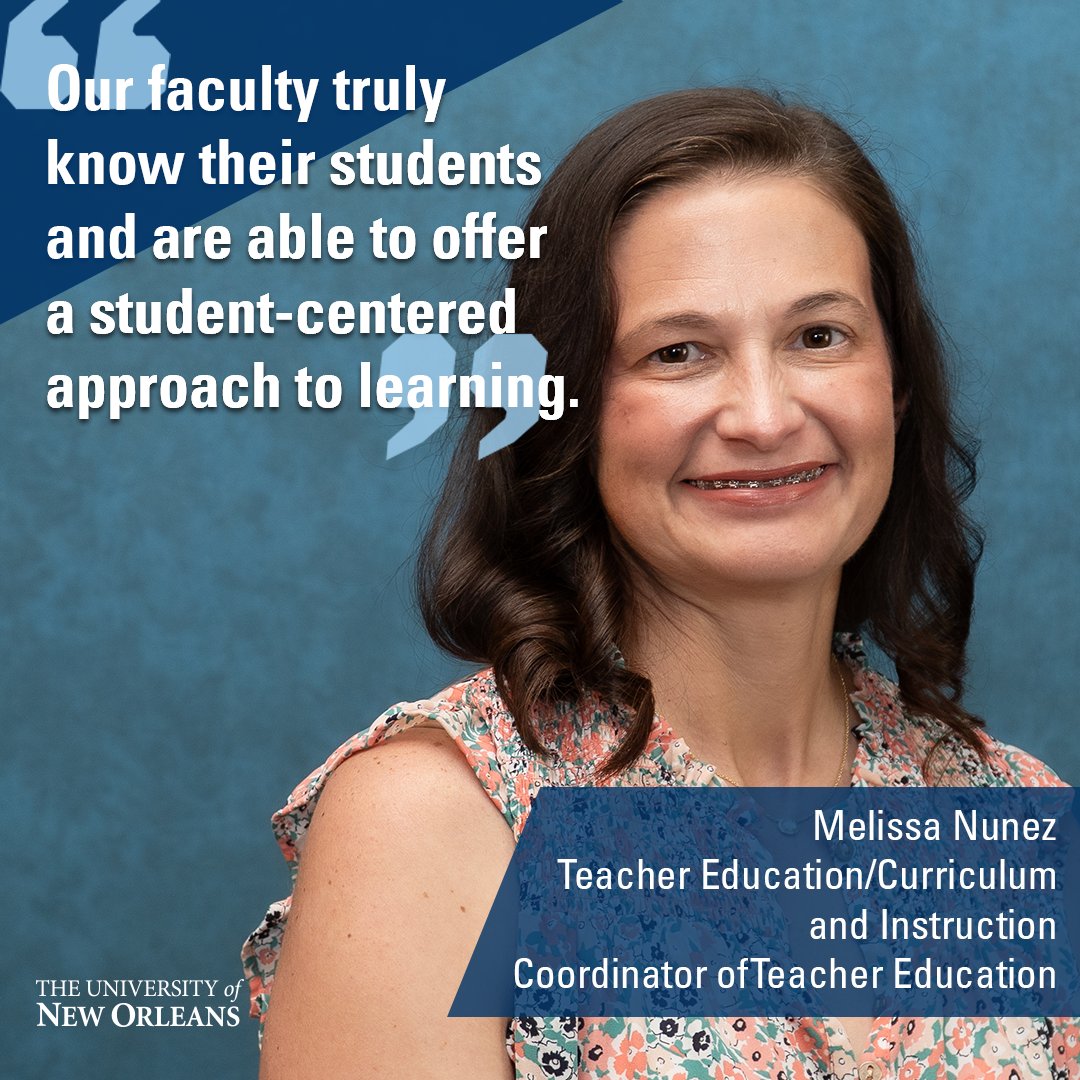 UofNO's tweet image. "Something special about UNO’s culture that students might not realize until they arrive is the benefit of attending a smaller university. At UNO, we help students connect what they learn in the classroom to the real world." –Melissa Nunez, Coordinator of Teacher Education