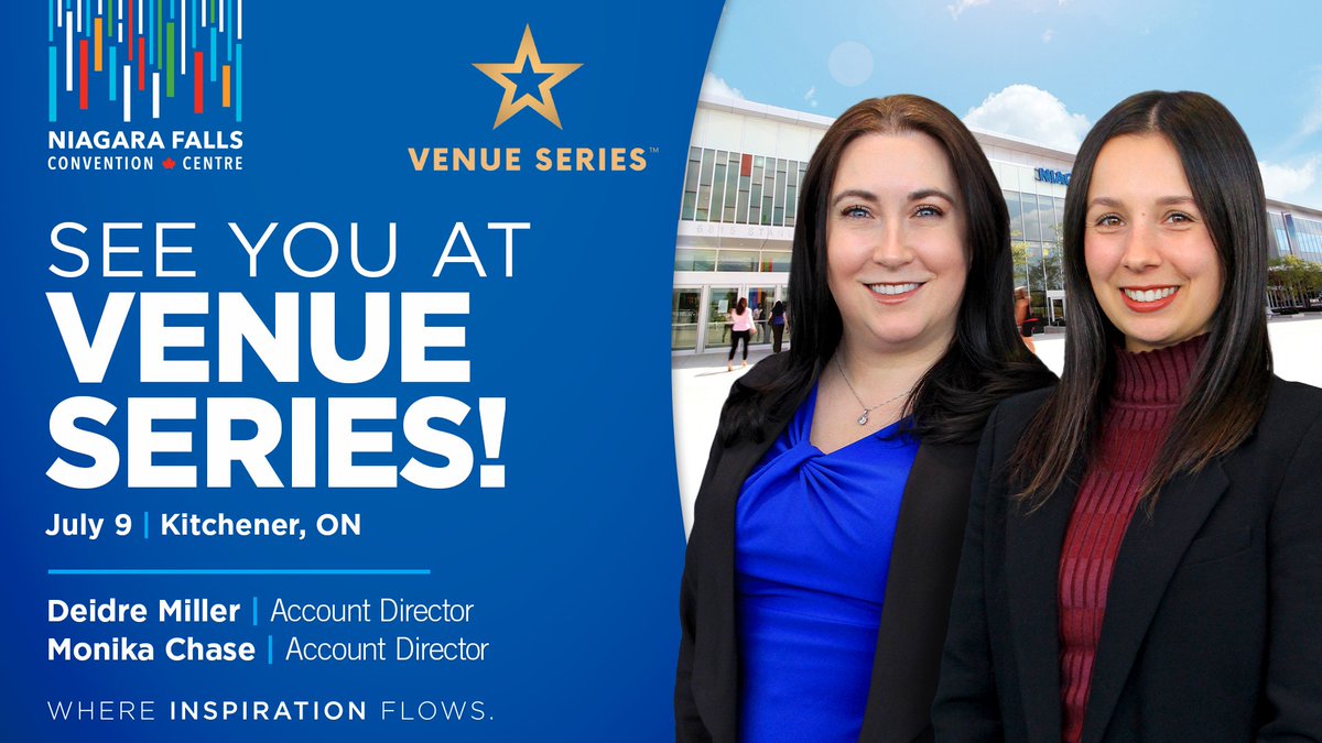 We'll be at the Venue Series Event in Kitchener in a couple of weeks! ✨⁠
⁠
Make sure to connect with our Account Directors, Deidre Miller &amp; Monika Chase, to discuss hosting your next event in the bucket-list destination of Niagara Falls! 📲🌐⁠

#NFCC #WhereInspirationFlows⁠