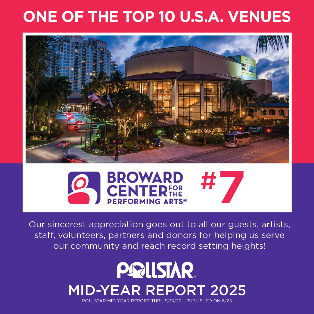 #ICYMI: The Broward Center was just named one of the Top 10 theatre venues in the USA by <a href="/Pollstar/">Pollstar</a> 🌍🎭
From sold-out shows to community-driven programs, we're proud to put South Florida on the global arts map.