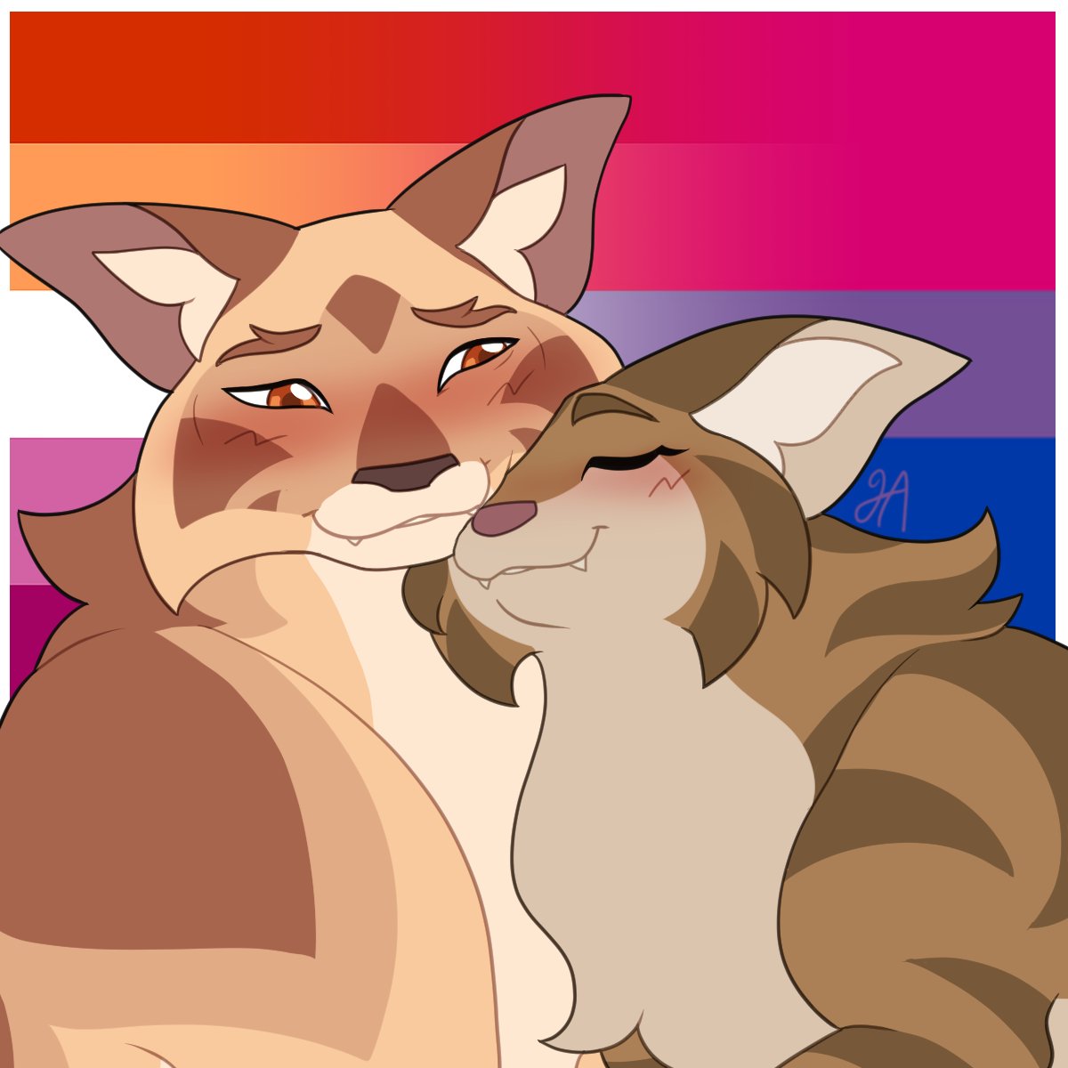 greenArsonist's tweet image. Mothpool for Pride &lt;3 Cuz I've never actually drawn them before even tho it's one of my fav ships. #HappyPride #Mothpool #Mothwing #Leafpool #Lesbian #Bisexual #warriorcats