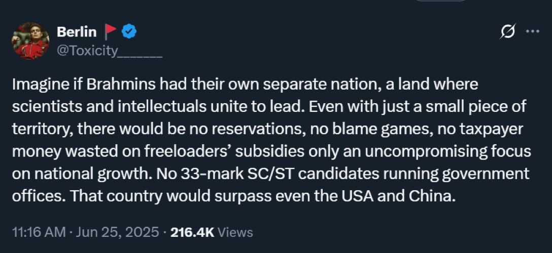 No Brahmins cannot have their own separate nation , not because others are against it , but because Brahmins are freeloaders who don't know anything. 

A society is not built by people who chant some memorised hymns , society is built by the working class. 

You need a potter to