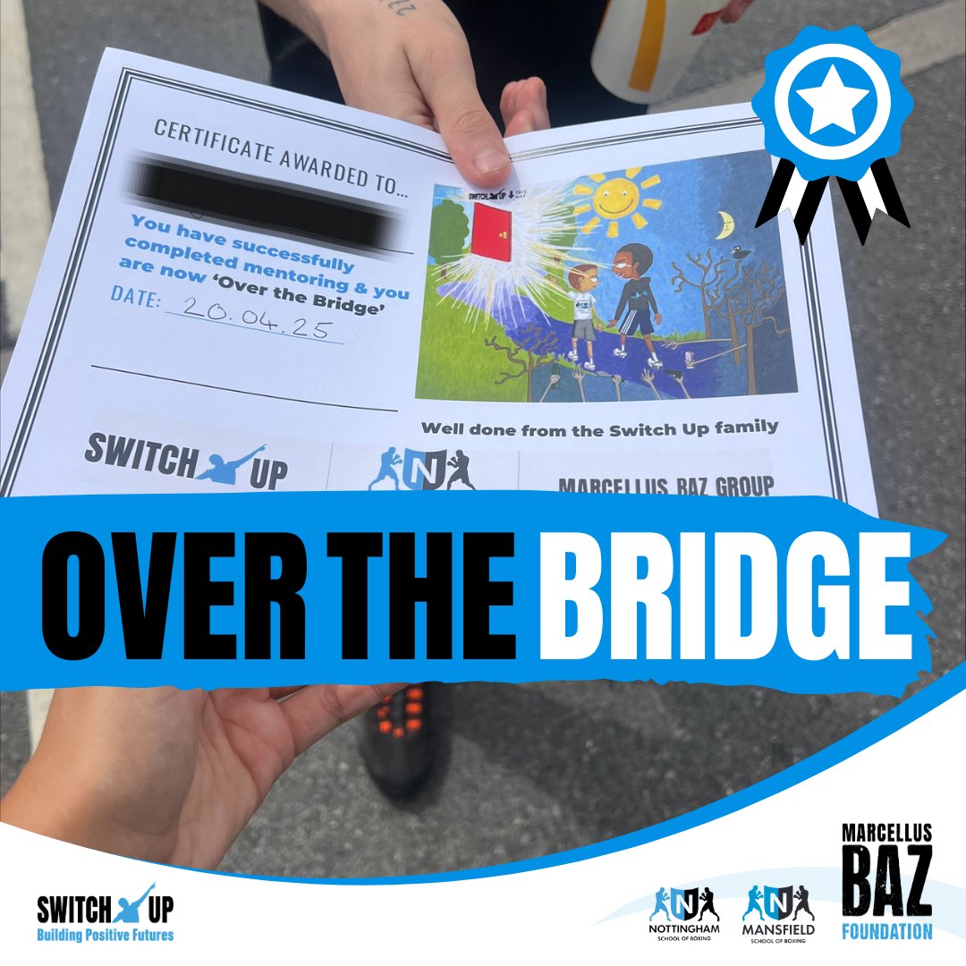 SwitchUpNotts's tweet photo. #OverTheBridge

RB was referred to Switch Up after being #excluded from school &amp; struggling with substance misuse &amp; self-destructive behaviour.

Through our #mentoring, #tutoring &amp; #education programmes, RB has rebuilt his confidence &amp; is back in education, ready for his exams 🧑‍🎓 https://t.co/0T0Mf8iPu4