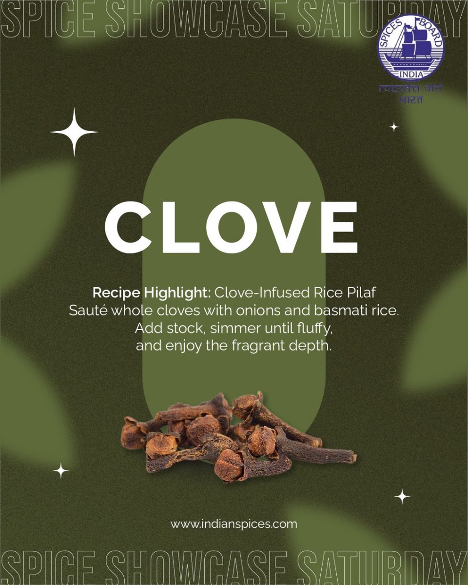 Spices_Board's tweet image. Aromatic and elegant, clove-infused rice pilaf transforms a simple dish into a festive delight. Pairs perfectly with spiced curries or grilled meats
#SpiceShowcaseSaturday #CloveRice #PilafPerfection #SpicedSide #KitchenInspo