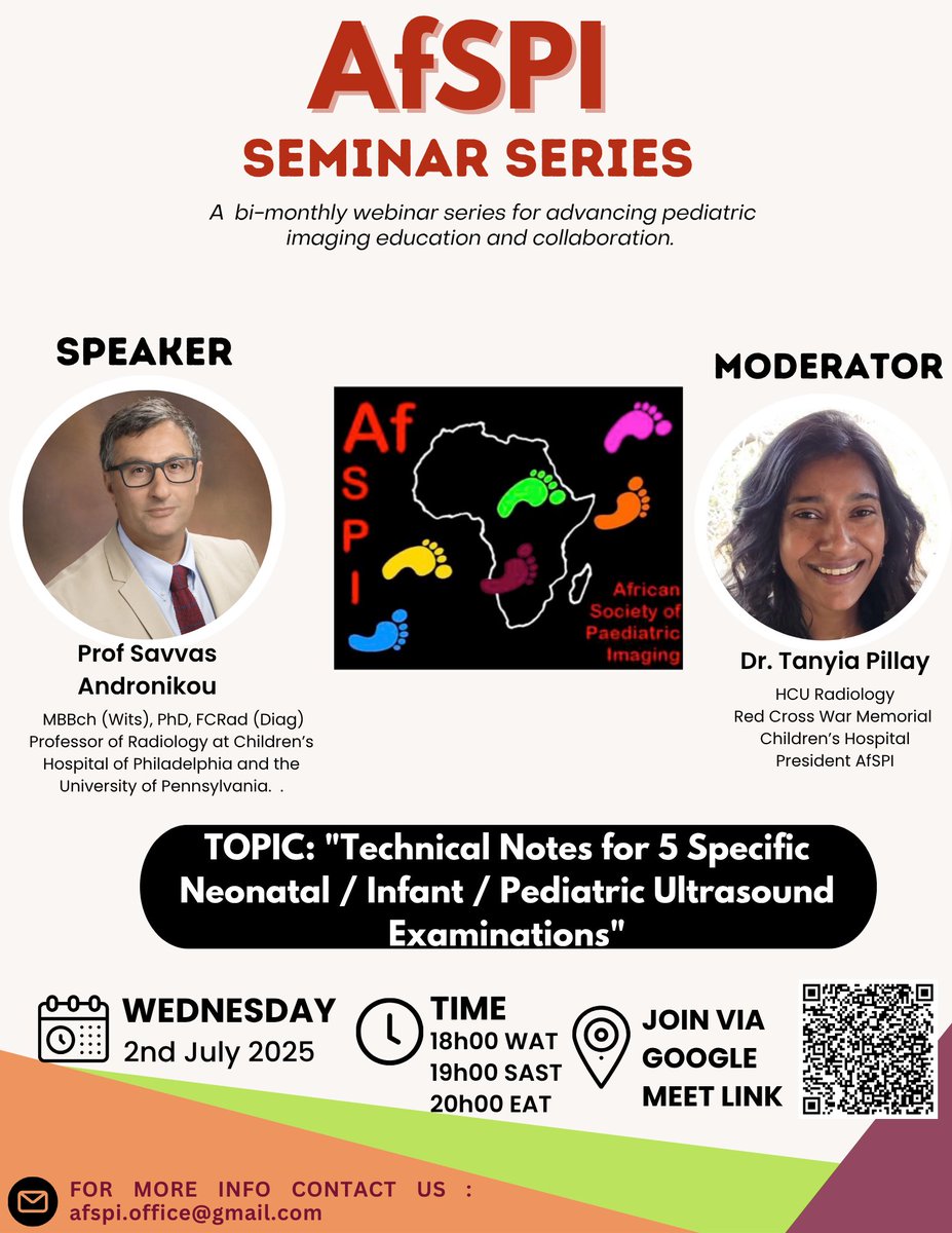 AfSPI (@afspi_radiology) on Twitter photo 🩻👶🏽 Don’t miss our next AfSPI Seminar Series!
📆 July 2, 2025 | 🕕 19h SAST
🎙️ Prof. Savvas Andronikou (CHOP, UPenn)
💬 Topic: 5 Key Neonatal/Infant USG Notes
🔗 Join meet.google.com/jen-yfcq-xvg
#AfSPI #PedsRad #Ultrasound #GlobalRadiology #SPIN <a href="/AmalSalehNour/">Amal Saleh</a> <a href="/PennRadiology/">Penn Radiology</a> 🩻👶🏽 Don’t miss our next AfSPI Seminar Series!
📆 July 2, 2025 | 🕕 19h SAST
🎙️ Prof. Savvas Andronikou (CHOP, UPenn)
💬 Topic: 5 Key Neonatal/Infant USG Notes
🔗 Join meet.google.com/jen-yfcq-xvg
#AfSPI #PedsRad #Ultrasound #GlobalRadiology #SPIN <a href="/AmalSalehNour/">Amal Saleh</a> <a href="/PennRadiology/">Penn Radiology</a>