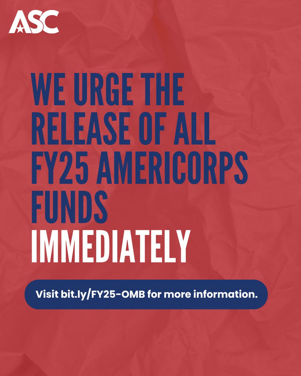 ⚠️ ⚠️ ⚠️ The federal Office of Management and Budget (OMB) is delaying the release of awarded AmeriCorps grant funds. A continued delay in releasing funds will have dire consequences. We urge the release of all FY25 AmeriCorps funds immediately. More info: bit.ly/FY25-OMB
