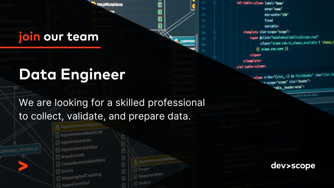 DevScope (@devscope) on Twitter photo 🚨 Data Engineers, we want you!
We‘re hiring a data wizard 🧙♀️ to build pipelines, optimize ETLs & keep data clean.
✅ Competitive salary & perks
✅ Extra vacation
✅ Great team culture
👉 devscope.net/careers/data-e…
📩 hrteam@devscope.net
#DataEngineer #Hiring 🚨 Data Engineers, we want you!
We‘re hiring a data wizard 🧙♀️ to build pipelines, optimize ETLs & keep data clean.
✅ Competitive salary & perks
✅ Extra vacation
✅ Great team culture
👉 devscope.net/careers/data-e…
📩 hrteam@devscope.net
#DataEngineer #Hiring