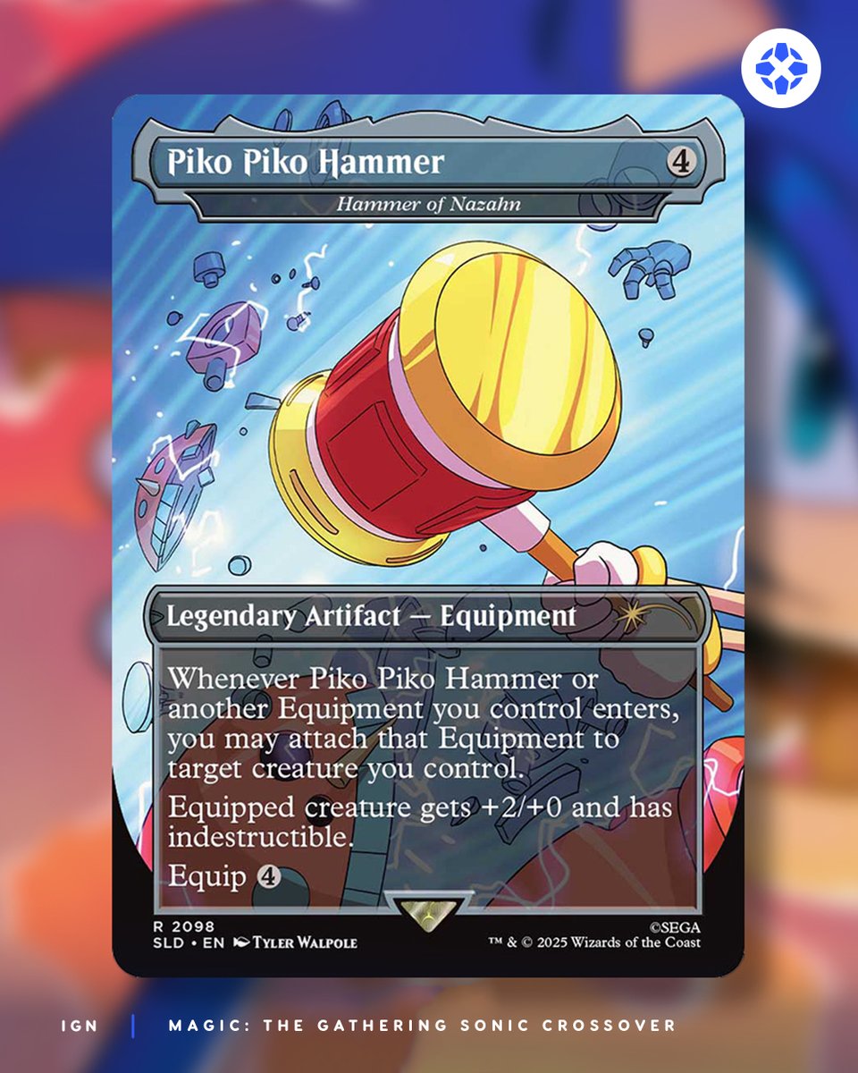 IGN's tweet image. The blue blur is coming to Magic: The Gathering! Sonic the Hedgehog is getting three individual Secret Lair drops, and we've got the exclusive first look at one that's all about artifacts. bit.ly/3GbO38G
#IGNSummerOfGaming