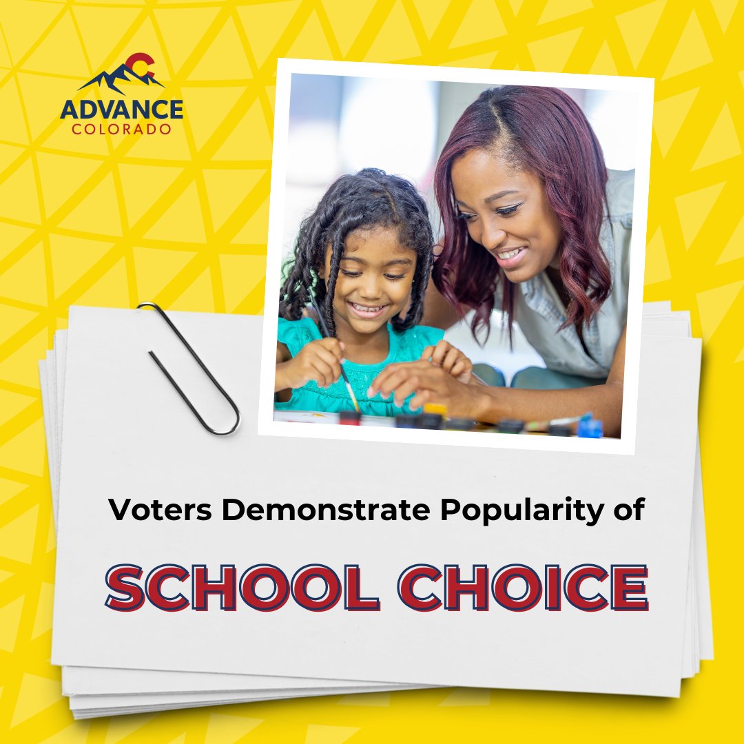 Colorado voters continue to show strong support for school choice, sending a message that parents should decide what’s best for their children’s education. Advance Colorado is proud to stand with families. Learn more: bit.ly/3SpL66Y #copolitics