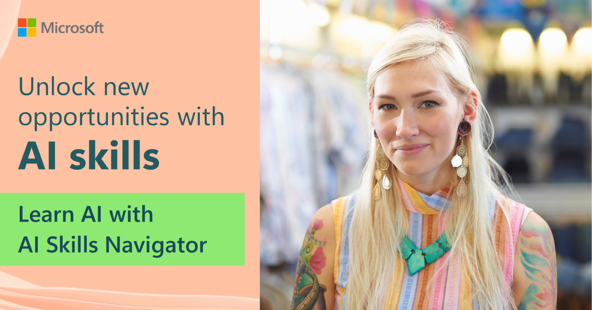 Microsoft AI Skills (@microsoftskills) on Twitter photo The opportunity of AI is here. Are you ready?
AI skills are in high demand now. Skill-up on how to use AI to work more efficiently, eliminate busywork, and focus on more strategic work.
AI Skills Navigator shows (cont) splr.io/l/6010SLWiM The opportunity of AI is here. Are you ready?
AI skills are in high demand now. Skill-up on how to use AI to work more efficiently, eliminate busywork, and focus on more strategic work.
AI Skills Navigator shows (cont) splr.io/l/6010SLWiM