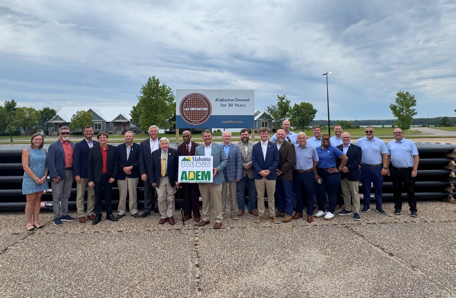 USPipe1899's tweet photo. Yesterday, U.S. Pipe was proud to be in Eufaula, AL to kick off the first of several Ductile Iron Pipe water line replacement projects for our Alabama State Parks. We’re excited to see these Alabama-made products at work in our state’s natural treasures. #uspipe #ductileiron https://t.co/7LCRdntRcY