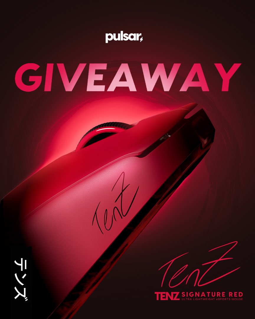 We're doing a giveaway for the limited <a href="/TenZOfficial/">TenZ</a> Signature Red Edition 🔥 

To enter:
- Follow <a href="/PulsarGears/">Pulsar Gaming Gears</a> and <a href="/TenZOfficial/">TenZ</a>
- Tag two friends in the replies and let us know why you want the limited Red mouse

Winners will be announced on July 1. Good luck!