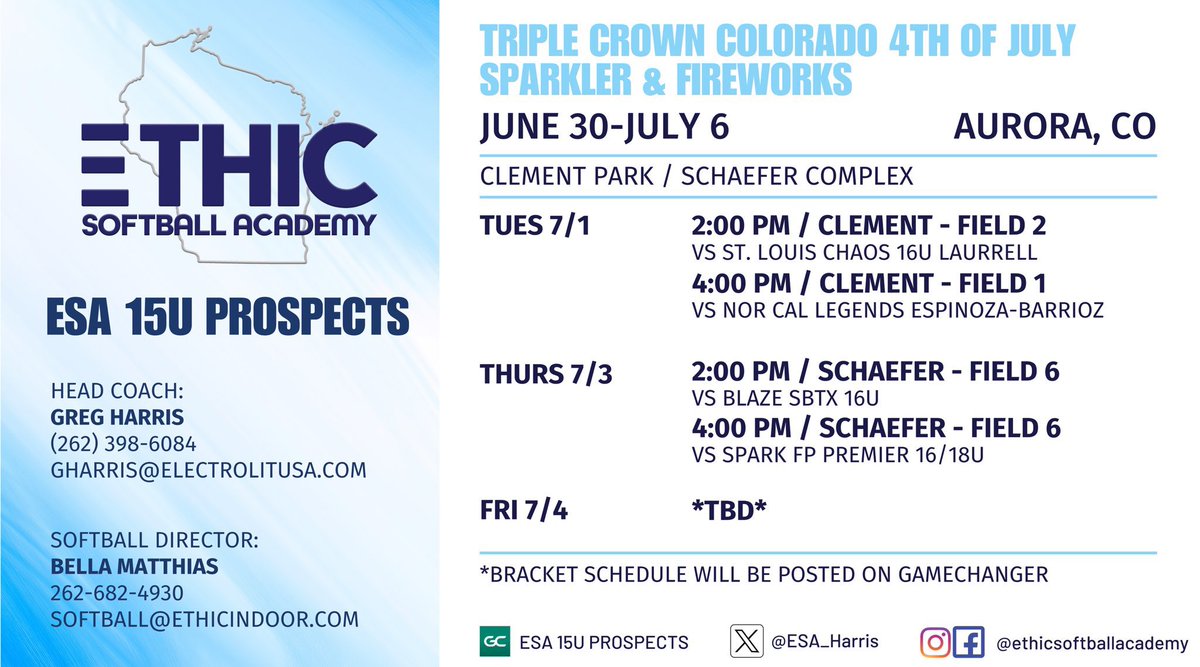 Excited for this coming week! I will be playing in a showcase game at 2pm on Monday and pool play games are below. Can’t wait to compete with my team.