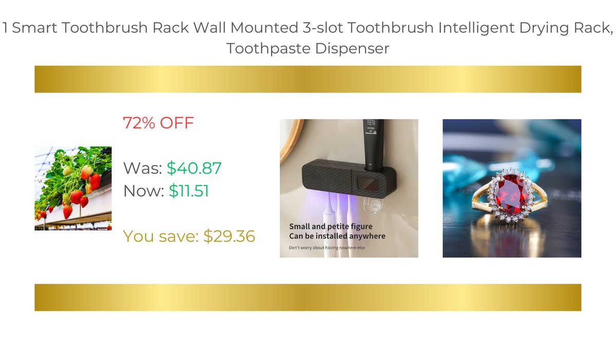 JonArauzo's tweet image. 1 Smart Toothbrush Rack Wall Mounted 3-slot Toothbrush Intelligent Drying Rack, Toothpaste Dispenser

Buy it now:

s.click.aliexpress.com/e/_omN1QFG

#smart #toothbrush #drying #sanitizing #rack #toothpaste #dispenser #forsale #buynow #product #discount #aliexpress #shopping #smallbusiness