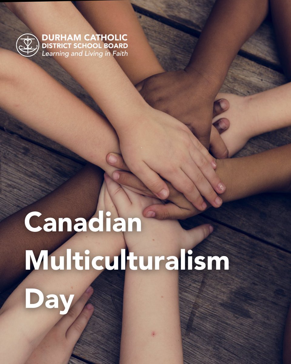 DurhamCatholic's tweet image. Today, we celebrate the cultures that make up our nation by continuing to embrace diversity and the values of inclusion, respect, and unity. Together, we honour all cultural communities and continue to build safe and welcoming learning and work environments for all.