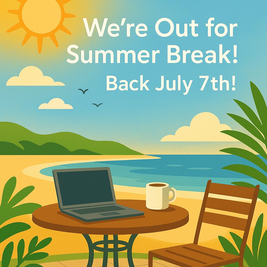 ☀️🌴 We’re Out for Summer Break! 🌊💼
Our team is taking a short break to recharge and soak up the sun. We’ll be back July 7th, refreshed and ready to serve you better!
#SummerBreak #OutOfOffice #BusinessPause #SeeYouSoon #WorkLifeBalance