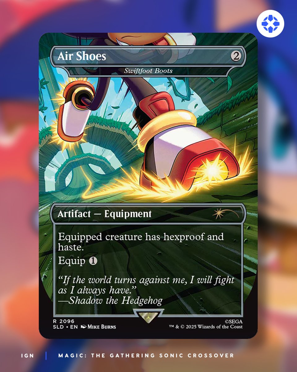 IGN's tweet image. The blue blur is coming to Magic: The Gathering! Sonic the Hedgehog is getting three individual Secret Lair drops, and we've got the exclusive first look at one that's all about artifacts. bit.ly/3GbO38G
#IGNSummerOfGaming