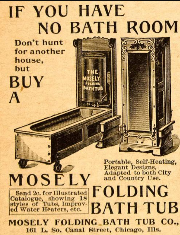 PulpLibrarian's tweet photo. Whatever happened to folding bath tubs? Are these skills now lost to history? https://t.co/bE4ZCR3g20